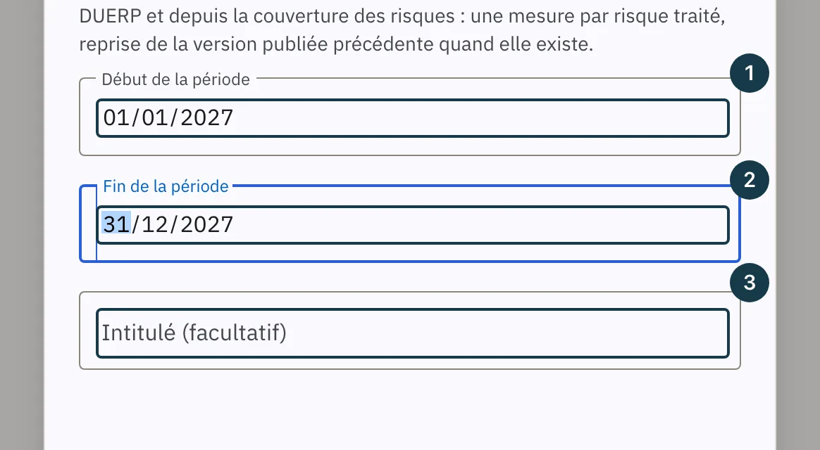 Écran « Programme annuel de prévention » : les champs de période et l'intitulé de la fenêtre « Générer le programme »